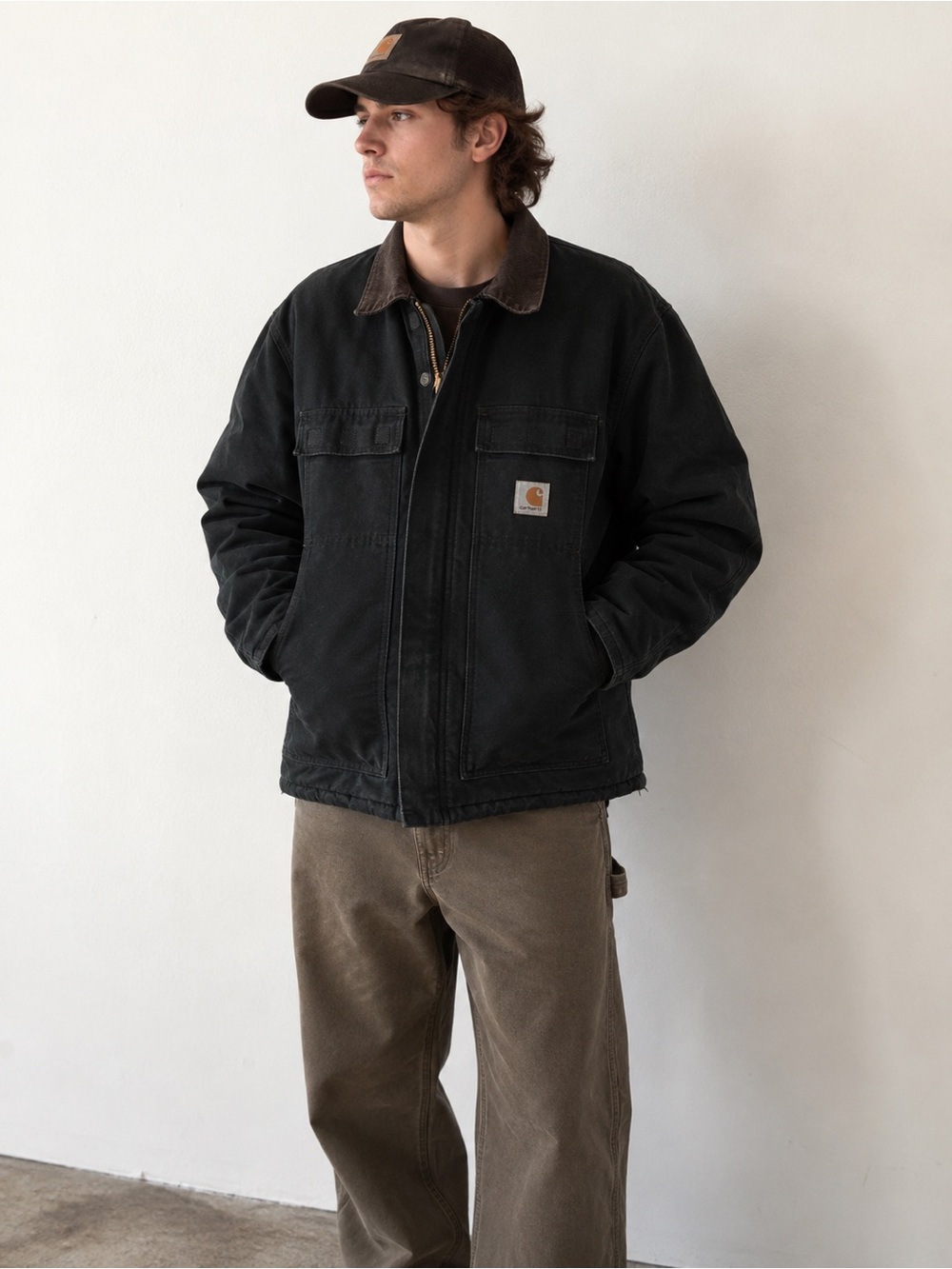 Vintage Carhartt C03 BLK Traditional Arctic Duck Work Coat Jacket 42 Tall USA